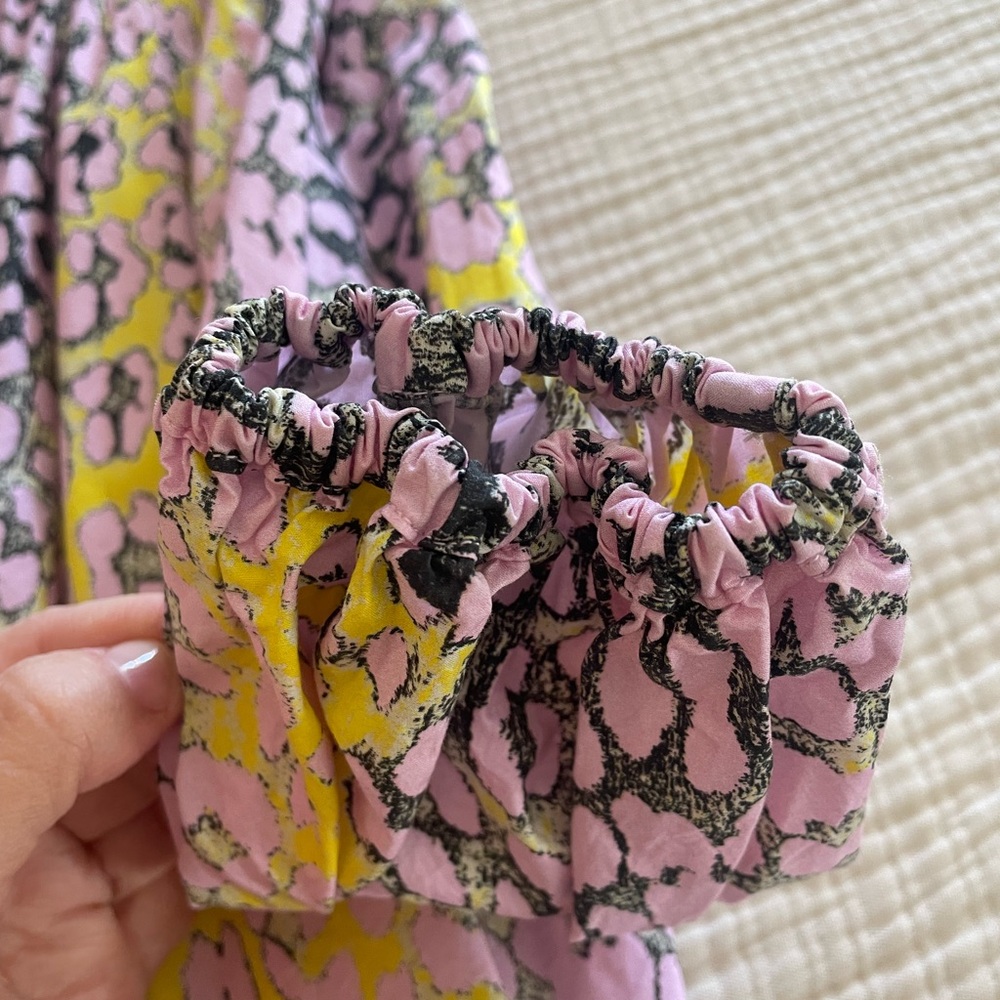 GANNI pink and yellow animal printed midi dress - Picture 3 of 8